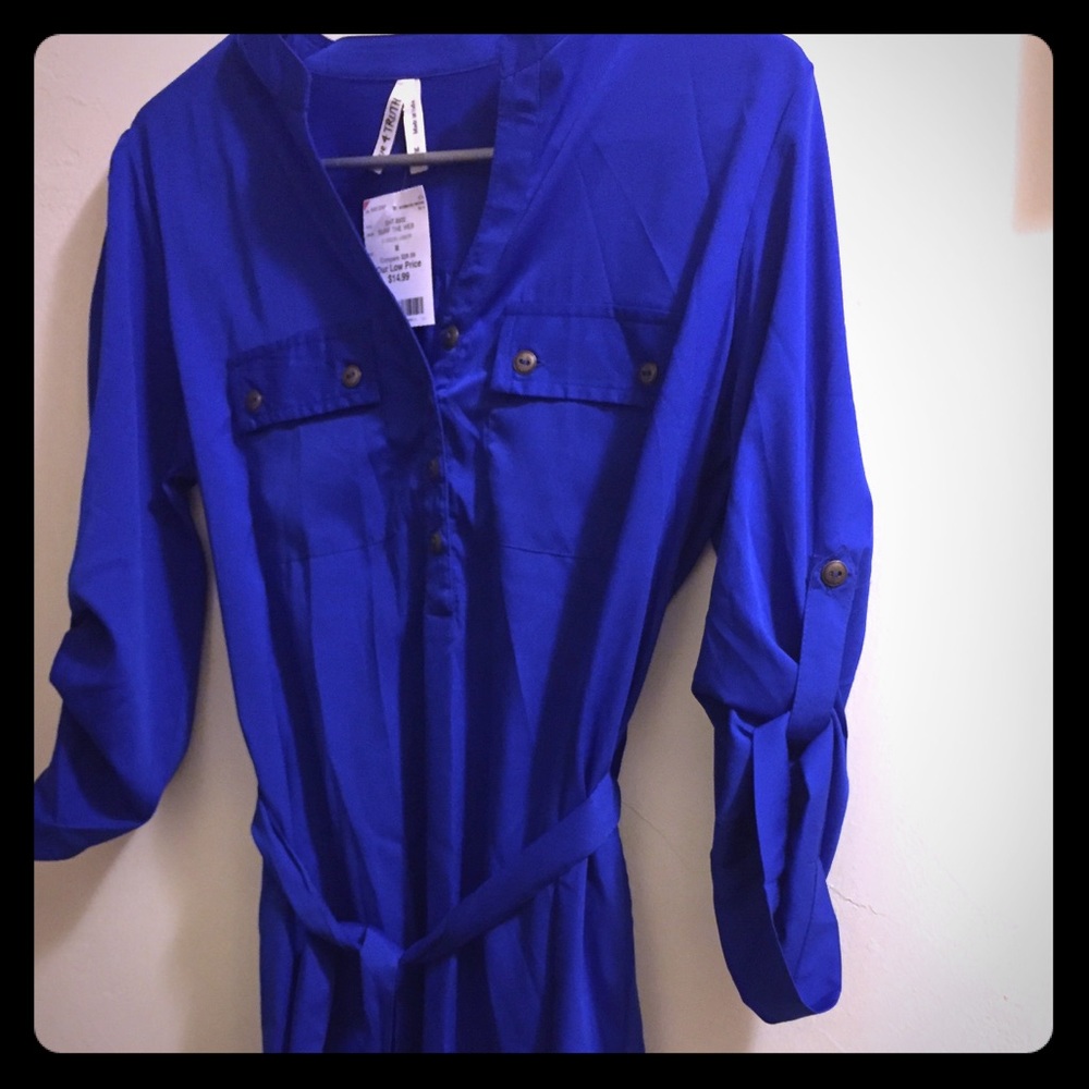 Blue button dress
